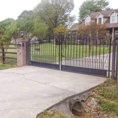 [12-18FT] Heavy-Duty Venice-Style Steel Dual-Swing Driveway Gate (SAK68025)