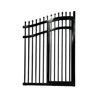 [12-18FT] Heavy-Duty Vienna-Style Steel Dual-Swing Driveway Gate With Built-In Pedestrian Door (SAK75103)