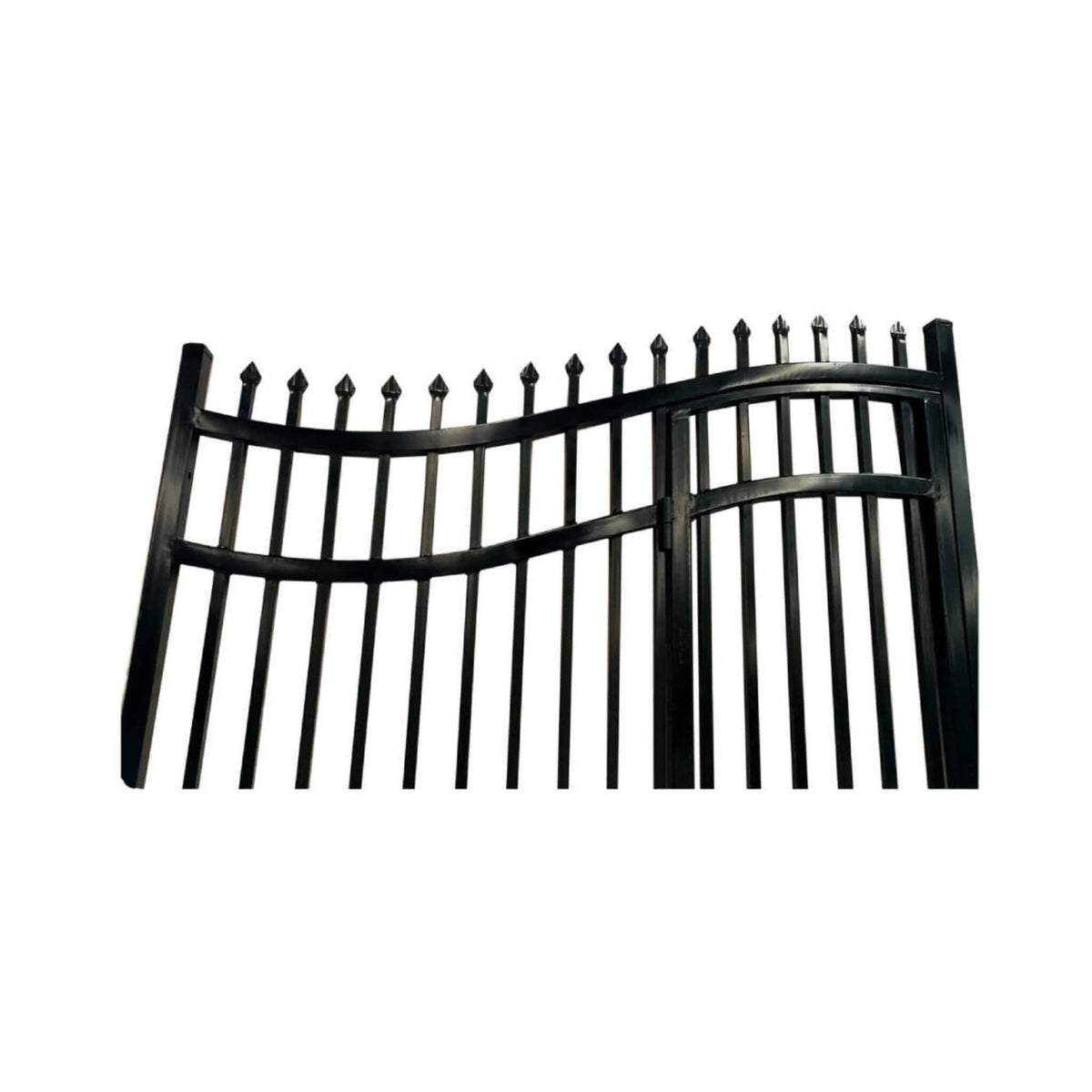 [12-18FT] Heavy-Duty Vienna-Style Steel Dual-Swing Driveway Gate With Built-In Pedestrian Door (SAK75103)
