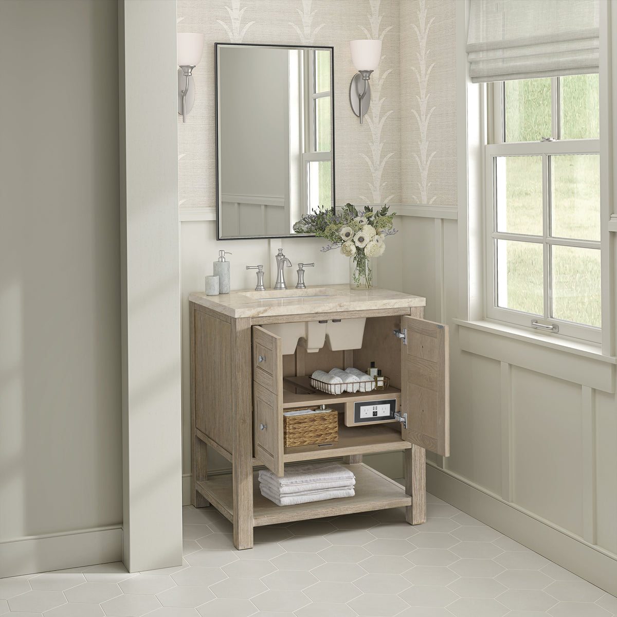 James Martin Breckenridge 30" Single Bathroom Vanity, Whitewashed Oak