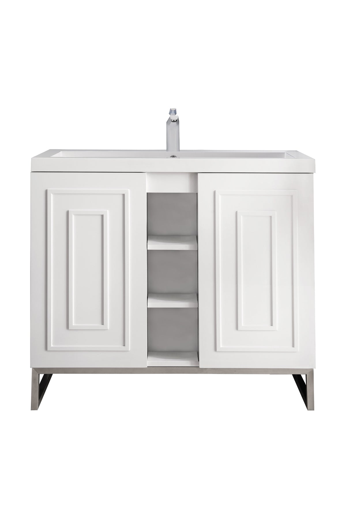 James Martin Alicante' 39.5" Single Bathroom Vanity, Glossy White