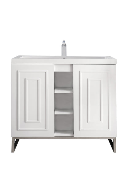 James Martin Alicante' 39.5" Single Bathroom Vanity, Glossy White