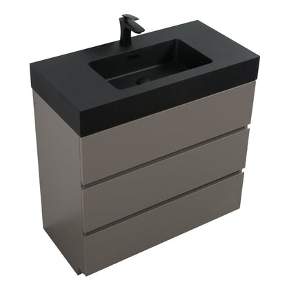 Nuvia 36 Inch Premium Modern Freestanding One-Piece Bathroom Vanity Set Without Drain And Faucet (SAK71364)