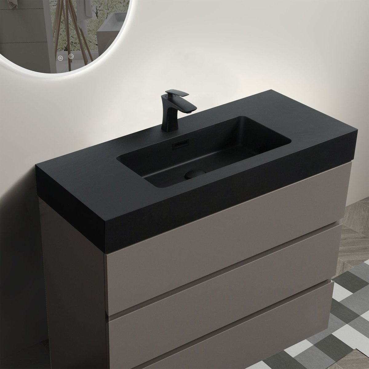 Nuvia 36 Inch Premium Modern Freestanding One-Piece Bathroom Vanity Set Without Drain And Faucet (SAK71364)