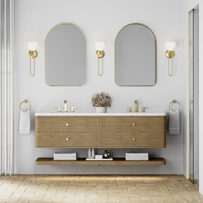 James Martin Allamari 72" Floating Double Bathroom Vanity, Dune Mist