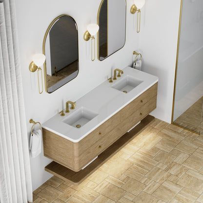 James Martin Allamari 72" Floating Double Bathroom Vanity, Dune Mist