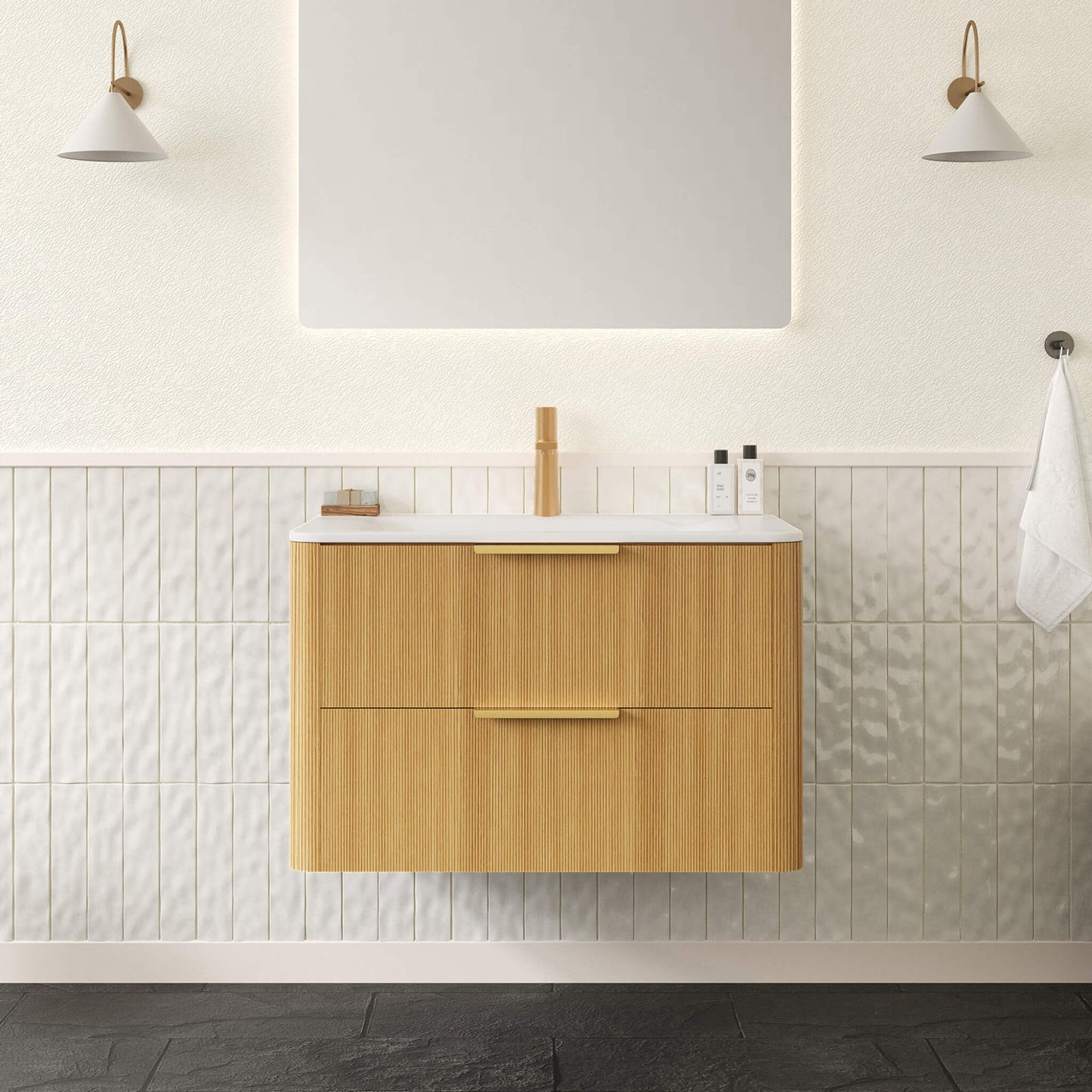 Alora Luxury 30/36-Inch Sintered Stone Floating Bathroom Vanity With Sink (SAK62871)