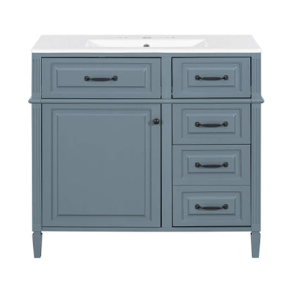 Alora 36-Inch Freestanding Bathroom Vanity With Ceramic Sink And Storage Cabinets [Faucet Not Included] (SAK86310)