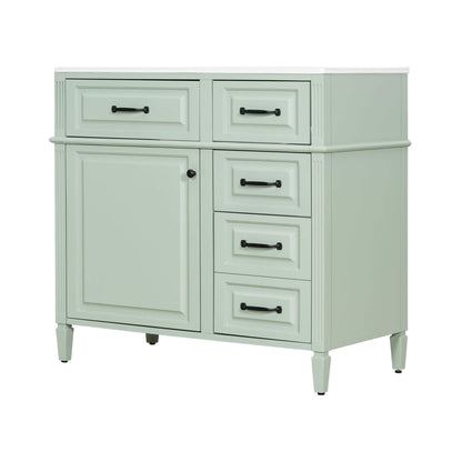 Alora 36-Inch Freestanding Bathroom Vanity With Ceramic Sink And Storage Cabinets [Faucet Not Included] (SAK86310)