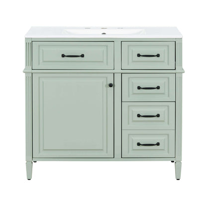 Alora 36-Inch Freestanding Bathroom Vanity With Ceramic Sink And Storage Cabinets [Faucet Not Included] (SAK86310)