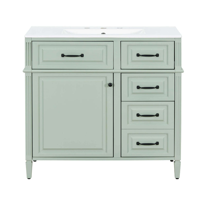 Alora 36-Inch Freestanding Bathroom Vanity With Ceramic Sink And Storage Cabinets [Faucet Not Included] (SAK86310)