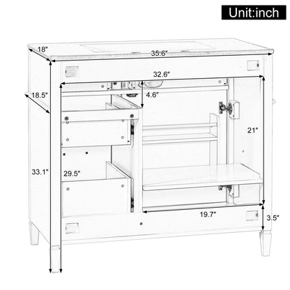 Alora 36-Inch Freestanding Bathroom Vanity With Ceramic Sink And Storage Cabinets [Faucet Not Included] (SAK86310)