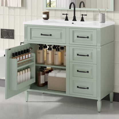 Alora 36-Inch Freestanding Bathroom Vanity With Ceramic Sink And Storage Cabinets [Faucet Not Included] (SAK86310)