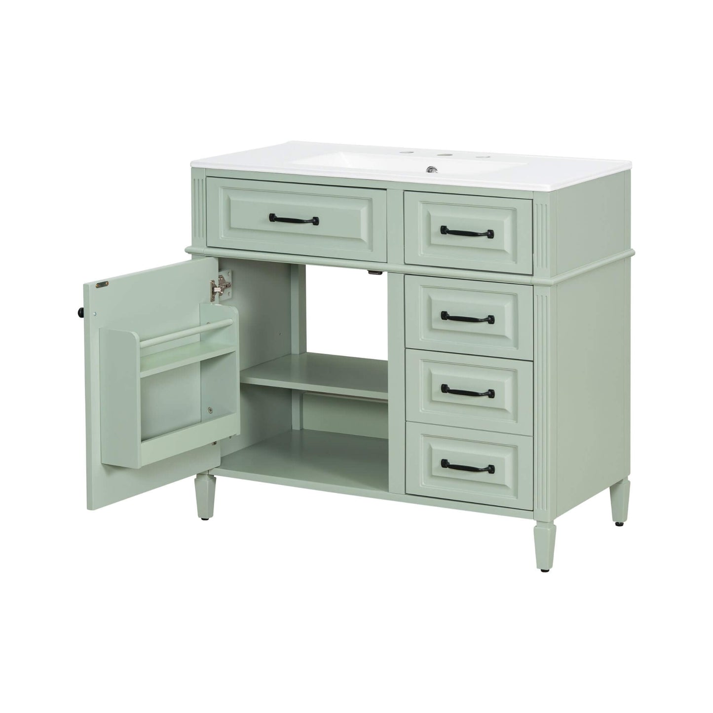Alora 36-Inch Freestanding Bathroom Vanity With Ceramic Sink And Storage Cabinets [Faucet Not Included] (SAK86310)