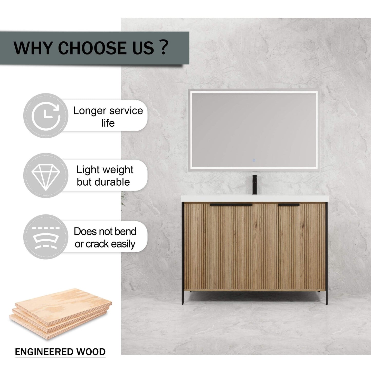 Alora 48-Inch Modern Light Coffee Freestanding Vanity With Resin Sink (SAK71630)