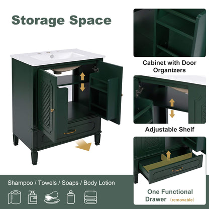 Alora 60-Inch Green Vintage Double Sink Vanity With Cabinets And Drawers (SAK19524)