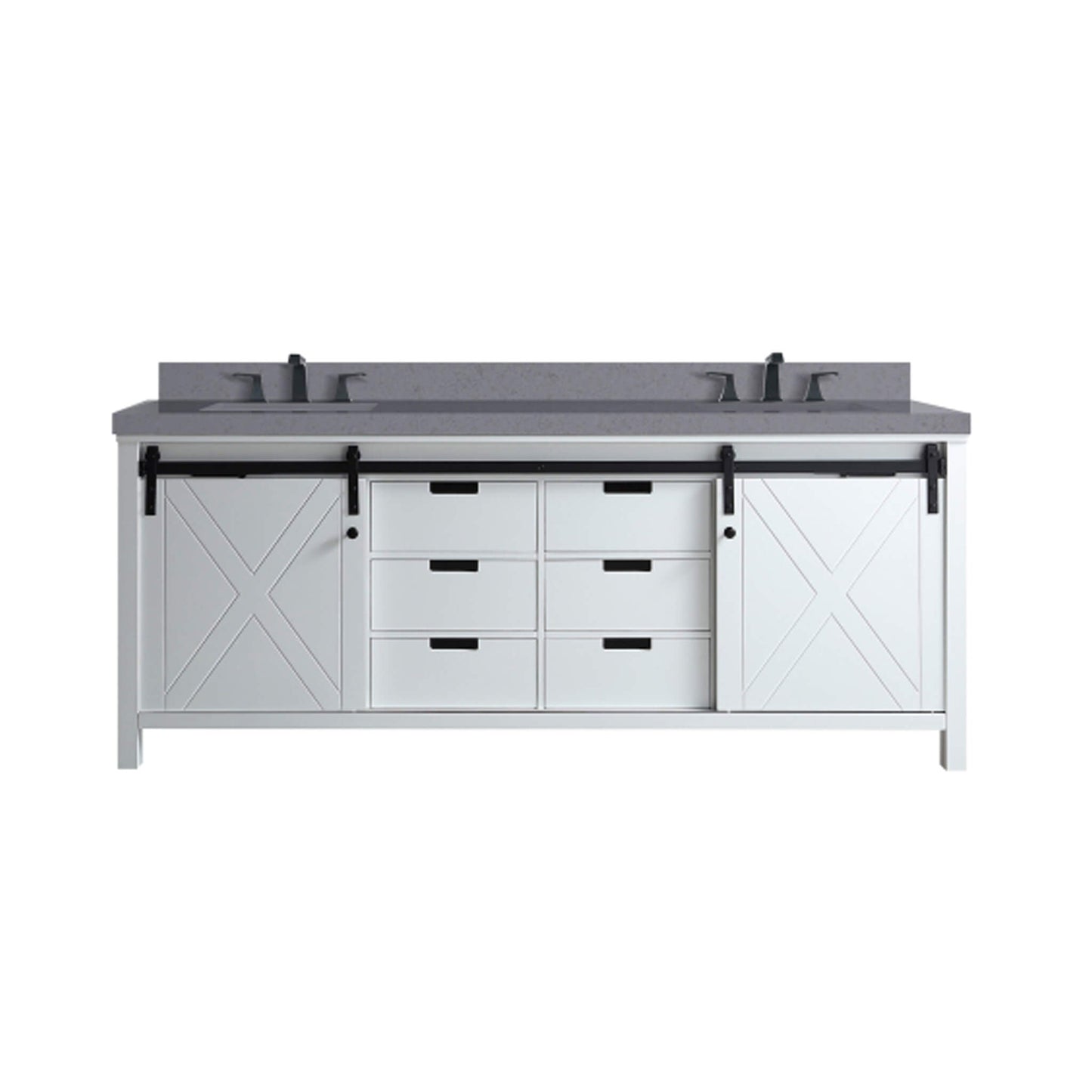 Alora White Bathroom Vanity With Gray Quartz Top And Faucet Set (SAK19470)