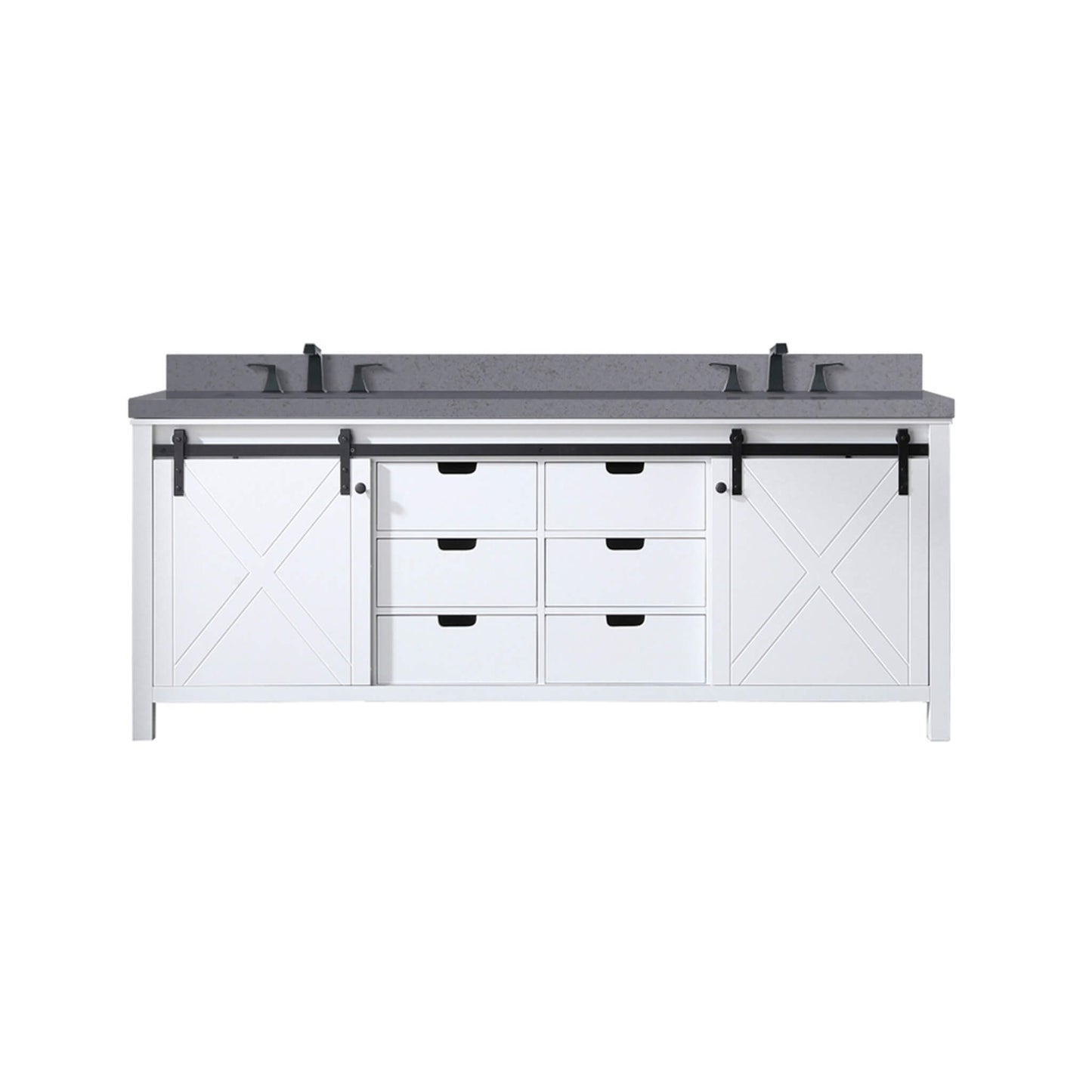 Alora White Bathroom Vanity With Gray Quartz Top And Faucet Set (SAK19470)