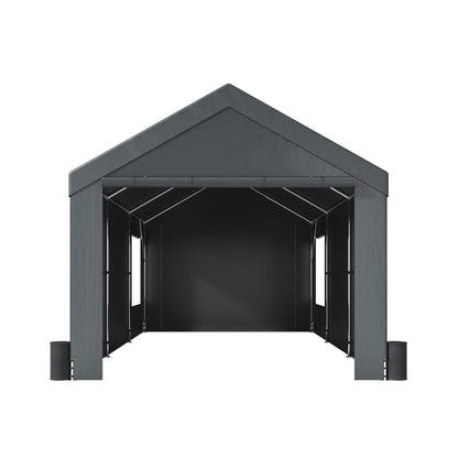 [12X20FT] Alora Heavy-Duty Outdoor Premium Garage Tarp Canopy Shelter W/ Removable Sidewalls (SAK94615)