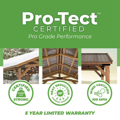 [12X20FT] Alora Premium All Cedar Wooden Carport Pavilion Gazebo With Sloped Hardtop Steel Roof (SAK14279)