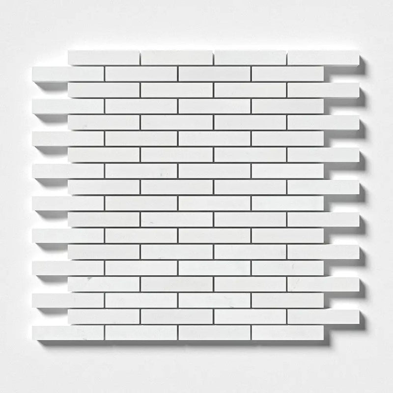 Alpina White Honed 5/8x3 Marble Mosaics 12x12