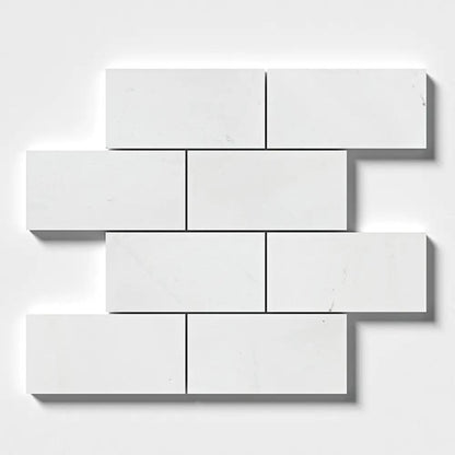 Alpina White Honed Marble Tiles 2 3/4x5 1/2