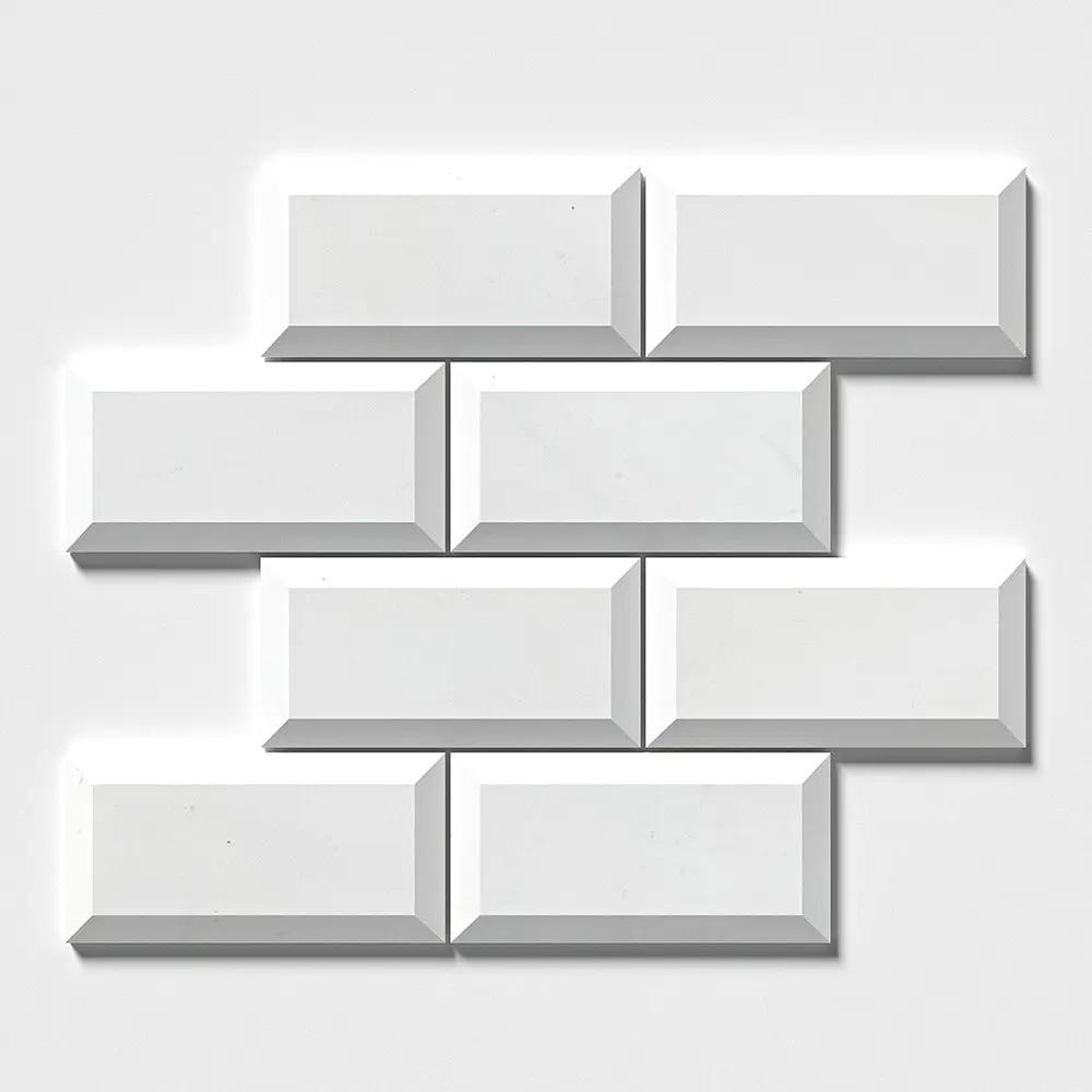 Alpina White Honed Subway Marble Tiles 2 3/4x5 1/2