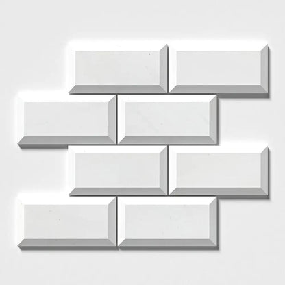 Alpina White Honed Subway Marble Tiles 2 3/4x5 1/2