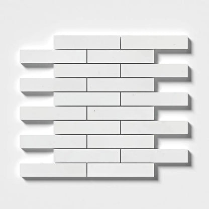 Alpina White Polished 1 1/4x6 Marble Mosaics 12x12