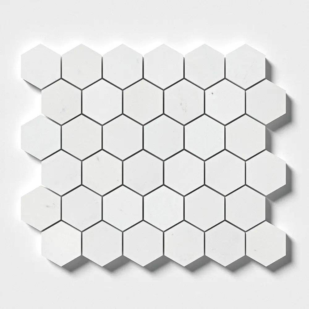 Alpina White Polished Hexagon Marble Mosaics 10 3/8x12