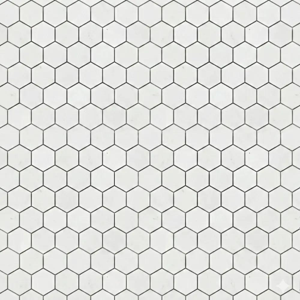 Alpina White Polished Hexagon Marble Mosaics 10 3/8x12