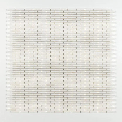 Alpina White Polished 5/8x3 Marble Mosaics 12x12
