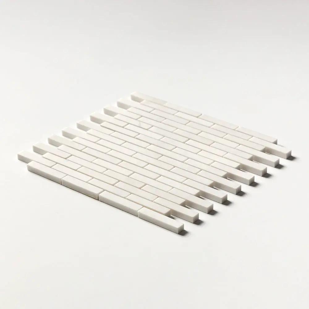 Alpina White Polished 5/8x3 Marble Mosaics 12x12
