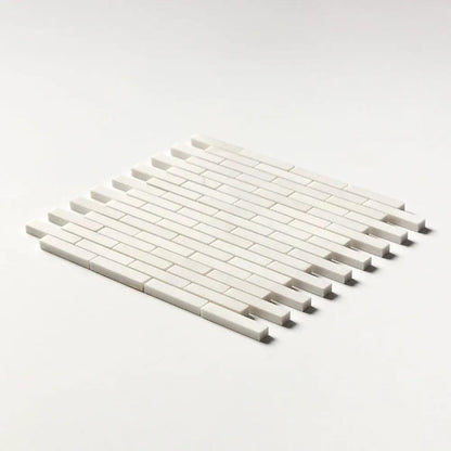 Alpina White Polished 5/8x3 Marble Mosaics 12x12