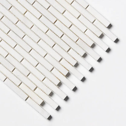 Alpina White Polished 5/8x3 Marble Mosaics 12x12