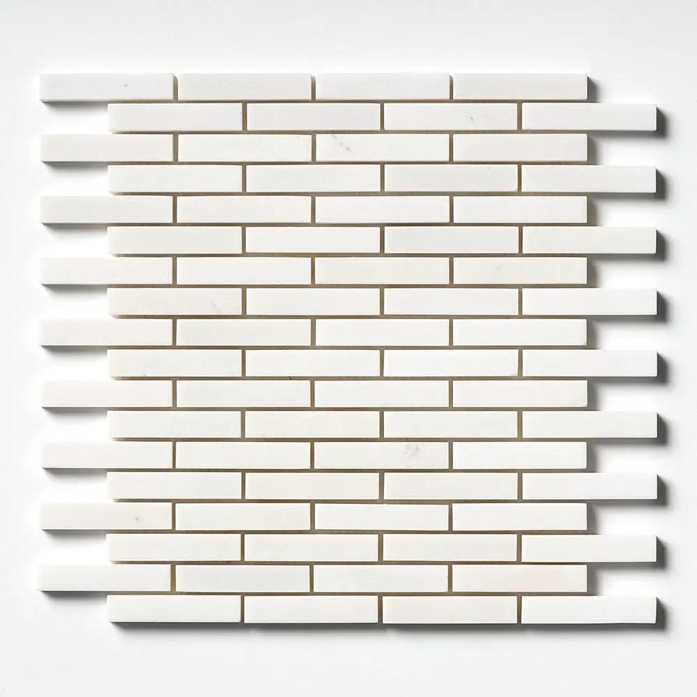 Alpina White Polished 5/8x3 Marble Mosaics 12x12