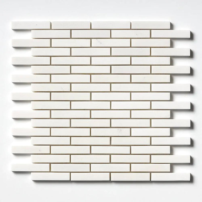 Alpina White Polished 5/8x3 Marble Mosaics 12x12