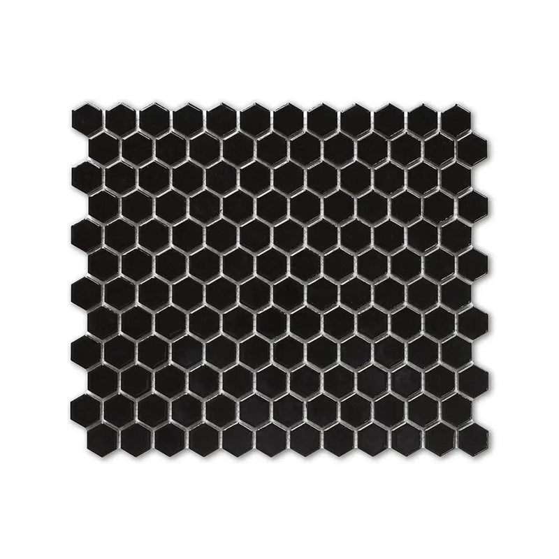 Alpine Glo Black Penny Hexagon Mosaic