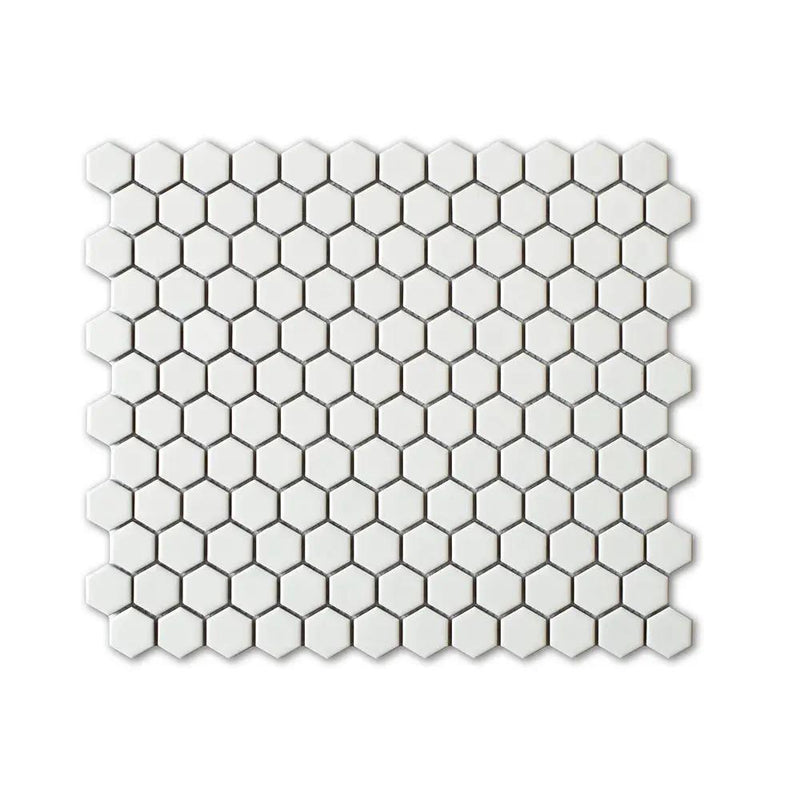 Alpine Glo White Penny Hexagon Mosaic