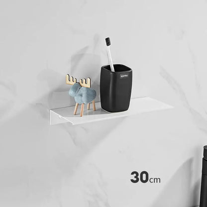 Minimalist matte black aluminum floating shelves kitchen storage rack