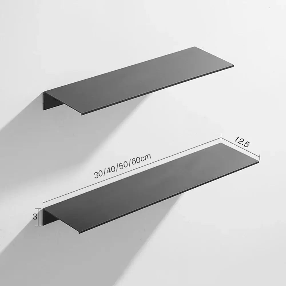 Minimalist matte black aluminum floating shelves kitchen storage rack