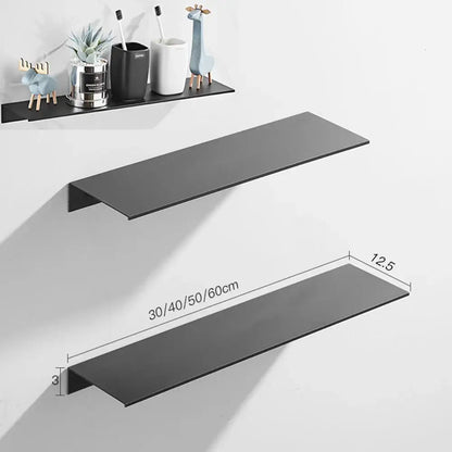 Minimalist matte black aluminum floating shelves kitchen storage rack
