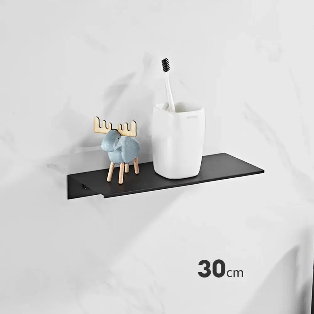 Minimalist matte black aluminum floating shelves kitchen storage rack