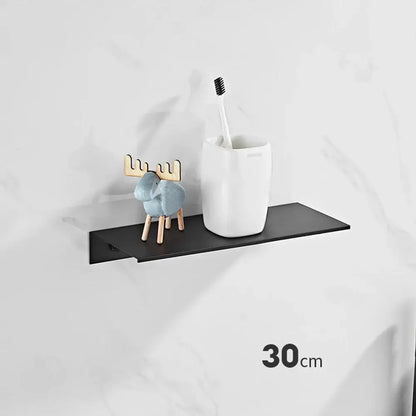 Minimalist matte black aluminum floating shelves kitchen storage rack