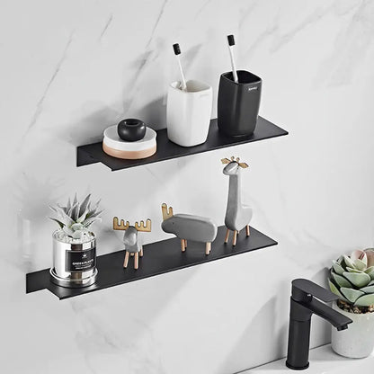 Minimalist matte black aluminum floating shelves kitchen storage rack