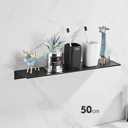 Minimalist matte black aluminum floating shelves kitchen storage rack