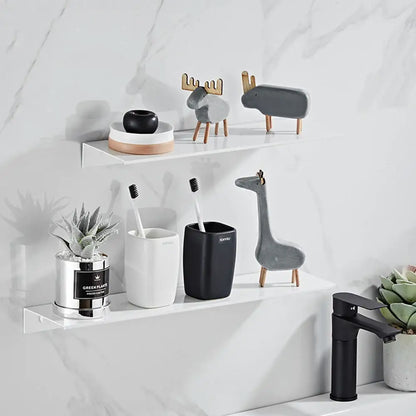 Minimalist matte black aluminum floating shelves kitchen storage rack