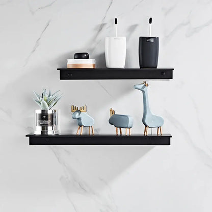 Minimalist matte black aluminum floating shelves kitchen storage rack
