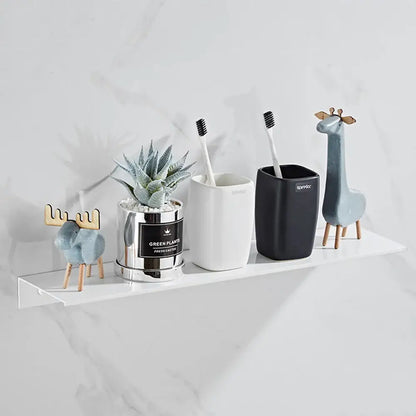 Minimalist matte black aluminum floating shelves kitchen storage rack