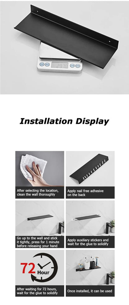 DecorBites™ Aluminum Floating Shelves for Bathroom and Kitchen